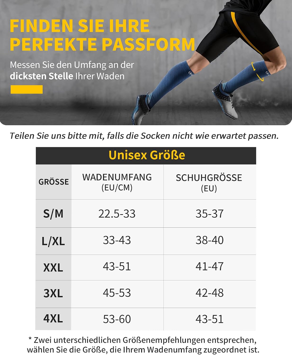 Detalle de CAMBIVO Kompressionsstrümpfe für Damen und Herren (2 Paar) – für Sport, Flug, Reise und Radsport