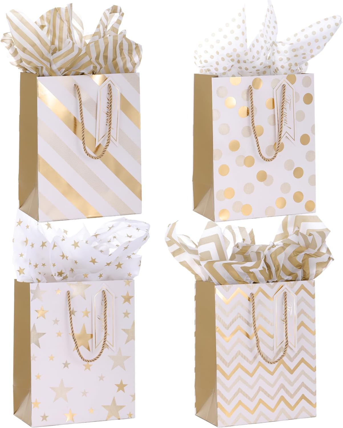 Detalle de 4pcs Gift Bags 9x7x4 Inch Gold Accents