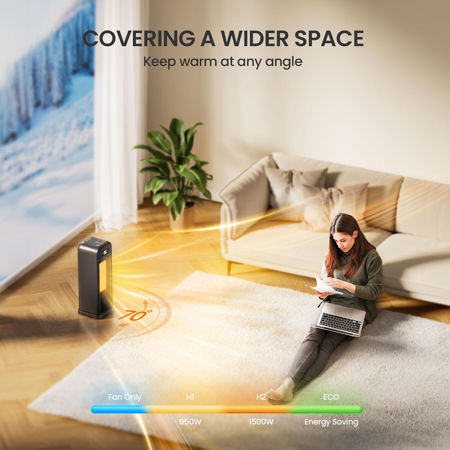 Thumbnail 3 de FLANUR 1500W electric space heater with WiFi