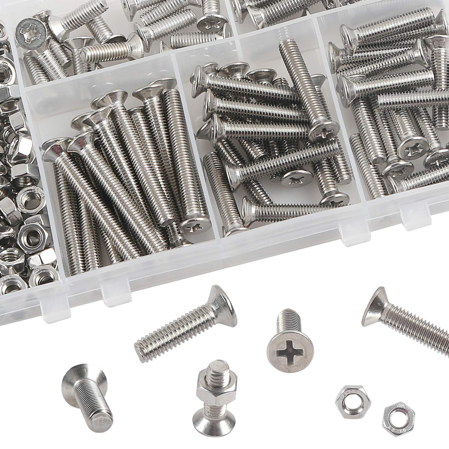 Thumbnail 4 de Rshuhx 80 pezzi Viti e Dadi in Acciaio Inox 304 M6 con Testa a Croce e Testa Svasata – Kit Assemblaggio Ideale per Riparazioni