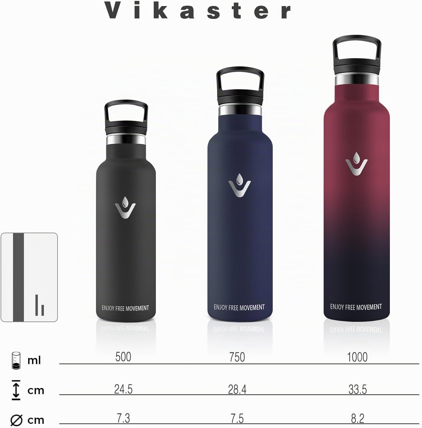 Thumbnail 4 de Borraccia Vikaster termica 1000 ml: design resistente, doppia parete in acciaio inox e due tappi intercambiabili
