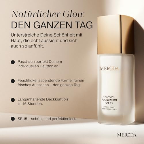 Detalle de MERODA Changing Foundation SPF 15 – Farbwechselnde Foundation für reife Haut