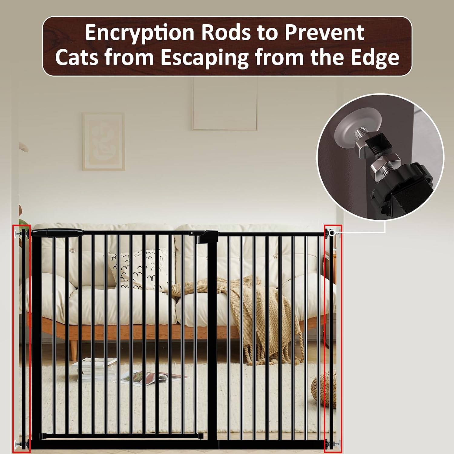 Detalle de DEARBB W371 Extra-Wide Baby Gate, 30.11–77.36-Inch Pressure Mount