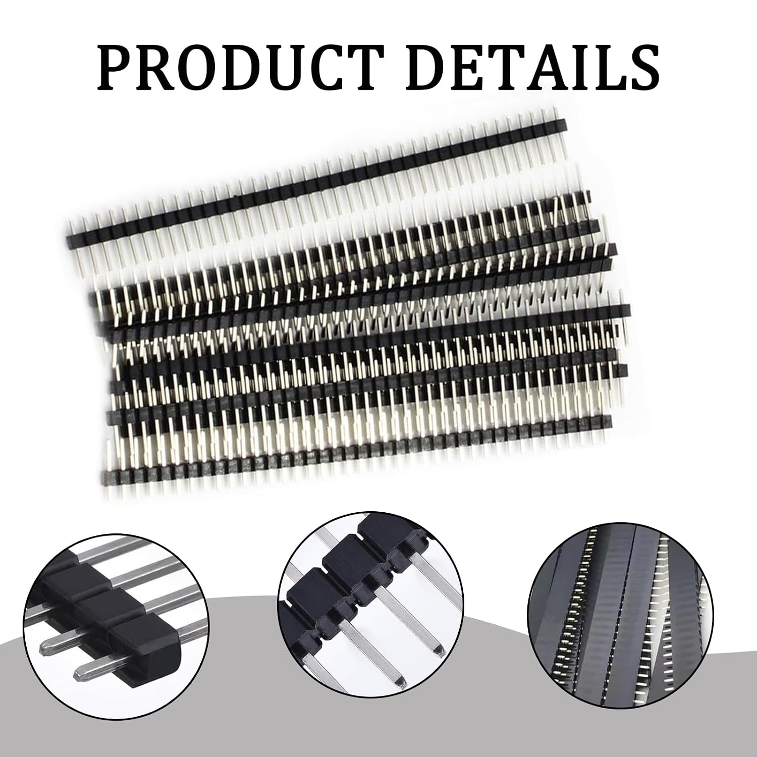 Detalle 2 de TA-VIGOR 5pcs 2.54mm Pitch Double Row Right Angle Male Header Pins (2x40) for Breadboard and Arduino
