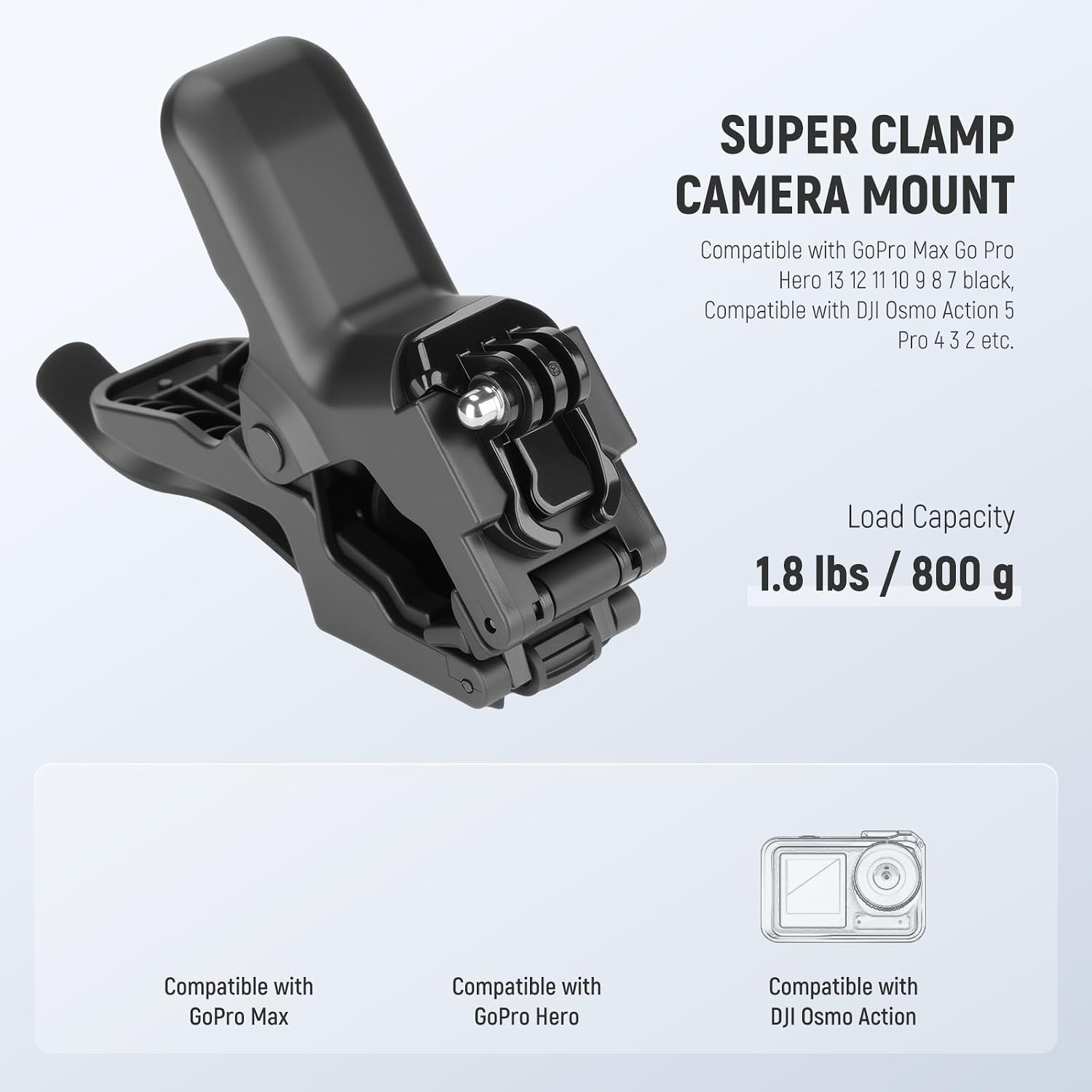 Detalle de NEEWER GP-80 Support à pince flexible (super clamp) pour GoPro et DJI Action