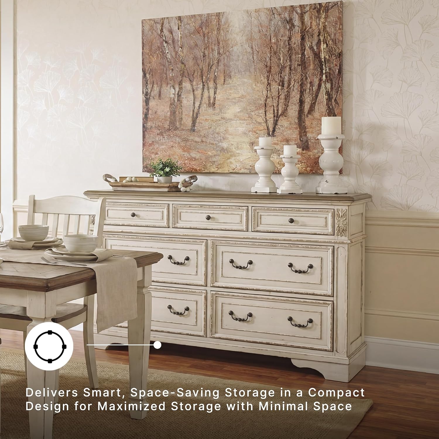 Thumbnail 6 de Signature Design by Ashley 7 Drawer Dresser for Bedroom, Two-Tone White