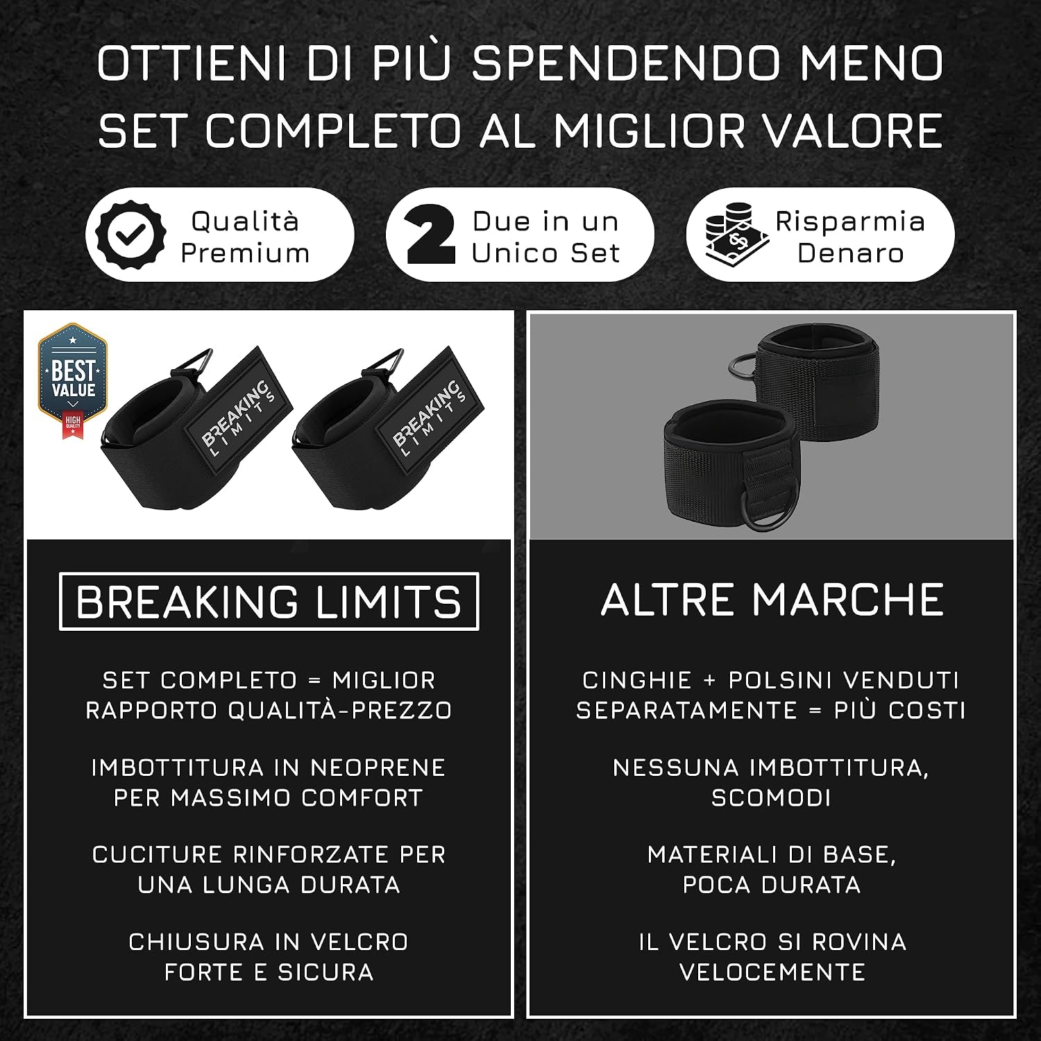 Detalle de BREAKING LIMITS Polsiera con Gancio Palestra – Polsini da Tirata, Cavigliere Palestra, Anelli a Triangolo