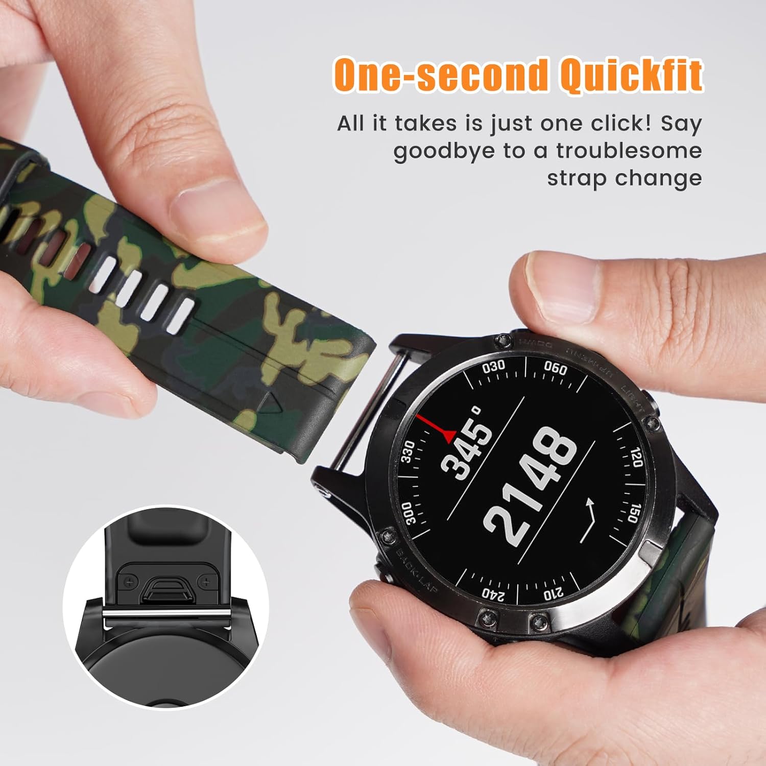 Detalle de Compatible 26mm QuickFit Watch Strap for Garmin Fenix and Tactix Series