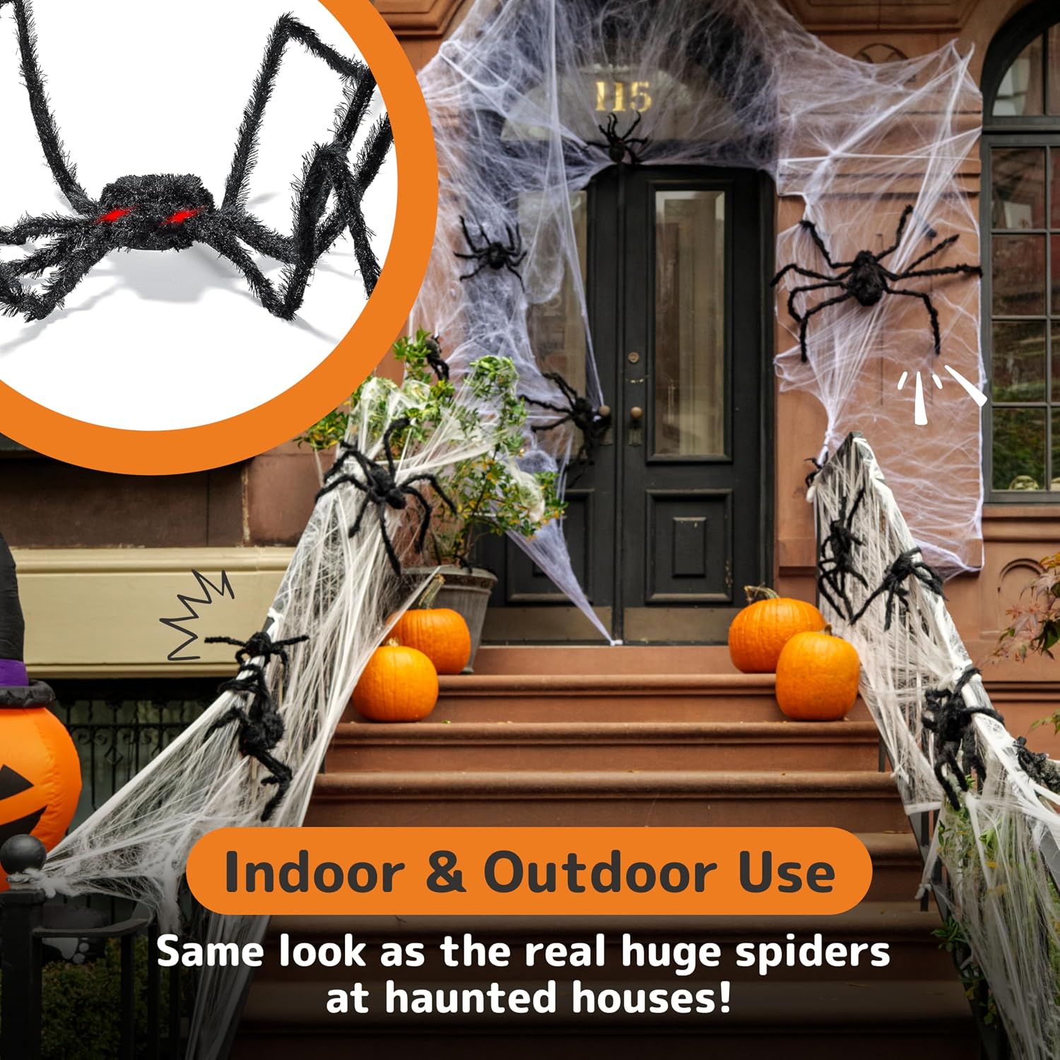 Thumbnail 4 de PREXTEX PXPX-000297 4-Foot Halloween Spider with Red LED Eyes