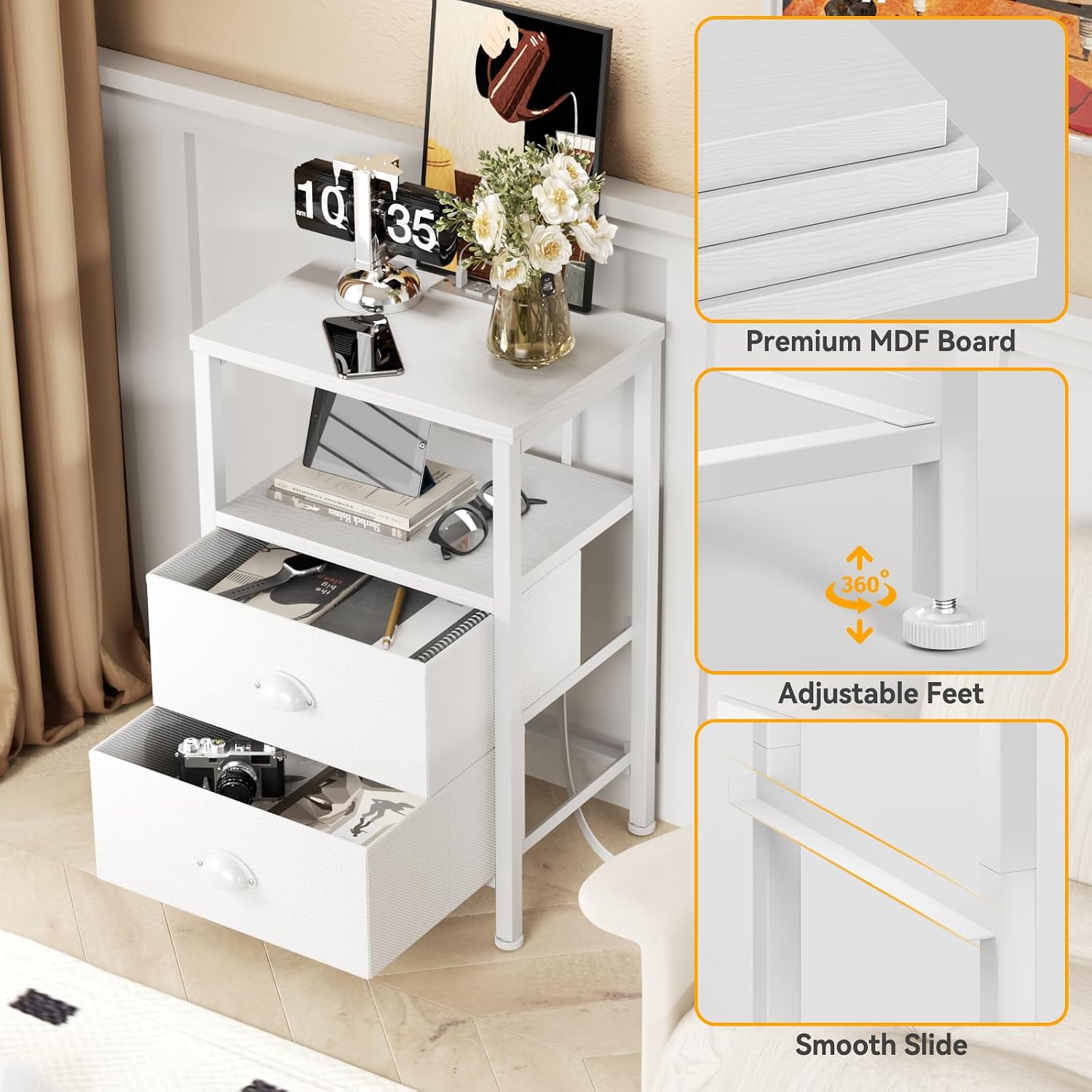 Detalle 1 de Furologee Nightstand Set, 22.25 Inches Tall