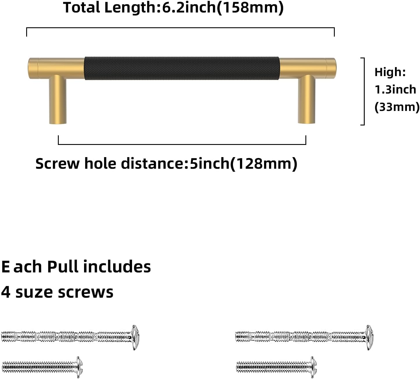 Thumbnail 2 de damerin 10er Pack Schrankgriffe 128 mm schwarz & champagner bronze, gerändelt