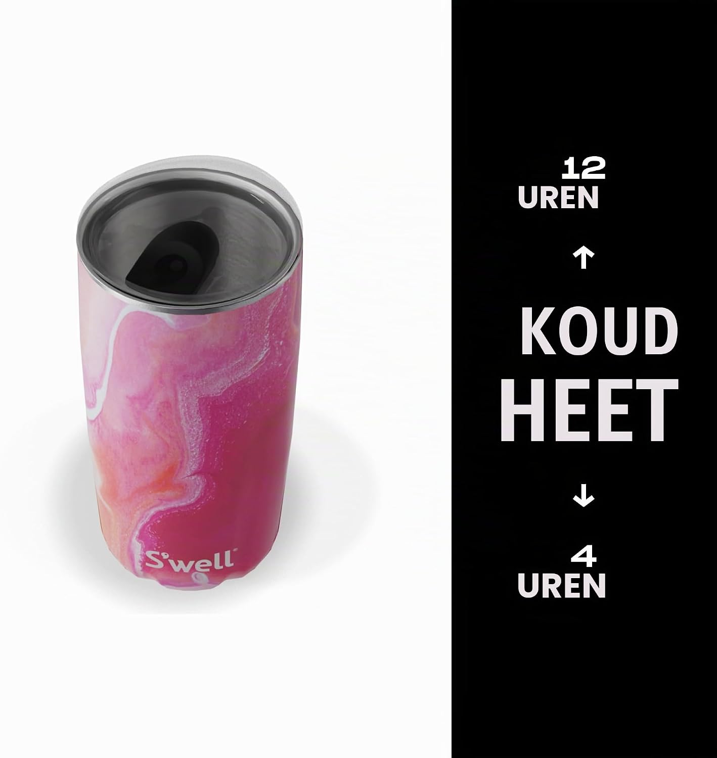 Detalle de S'well 13118-A21-67665 tumbler 530 ml Rose Agate, 18/8 staal en schuifdeksel