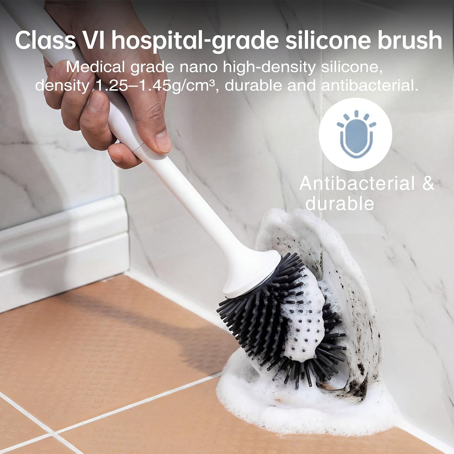 Detalle 2 de Lefree 2-Pack Silicone Toilet Brush with Ventilated Holder — Floor Standing or Wall Mountable