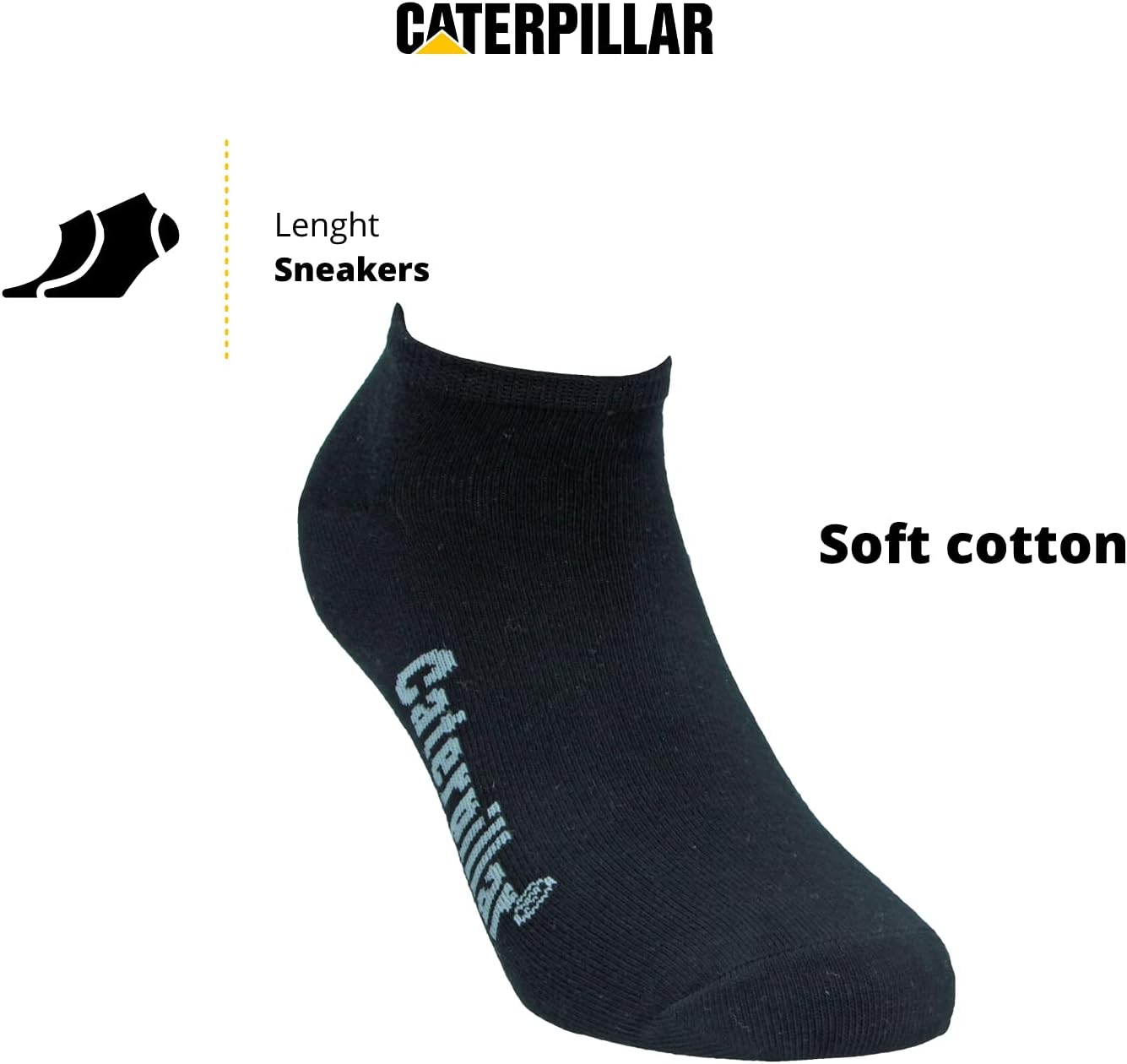 Detalle 2 de CAT Caterpillar – Lot de 6 chaussettes de travail en coton pour hommes, taille conforme et confortables
