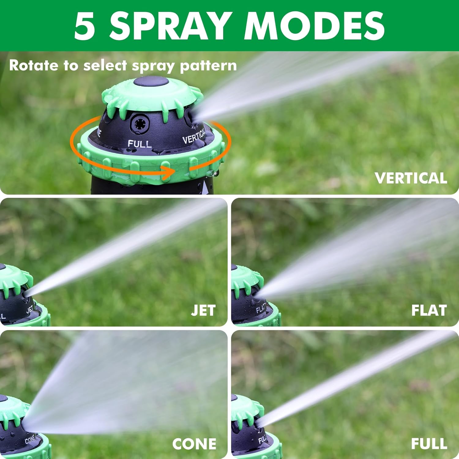 Thumbnail 3 de [2 PACK] RESTMO Gear Drive Sprinkler with Metal Spike Base (5 spray patterns, adjustable coverage)