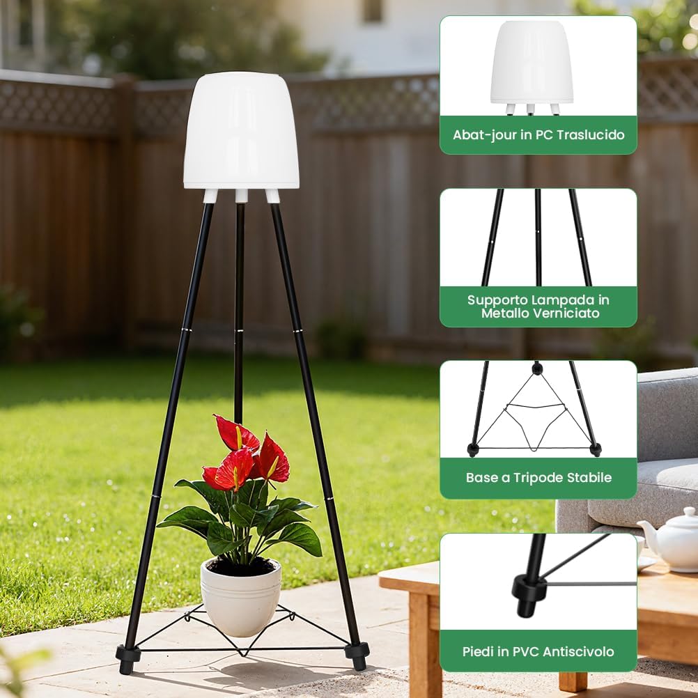 Detalle 2 de OUSFOT Lampada Solare da Terra Esterno RGB e Bianco Caldo – Impermeabile con supporto per fiori