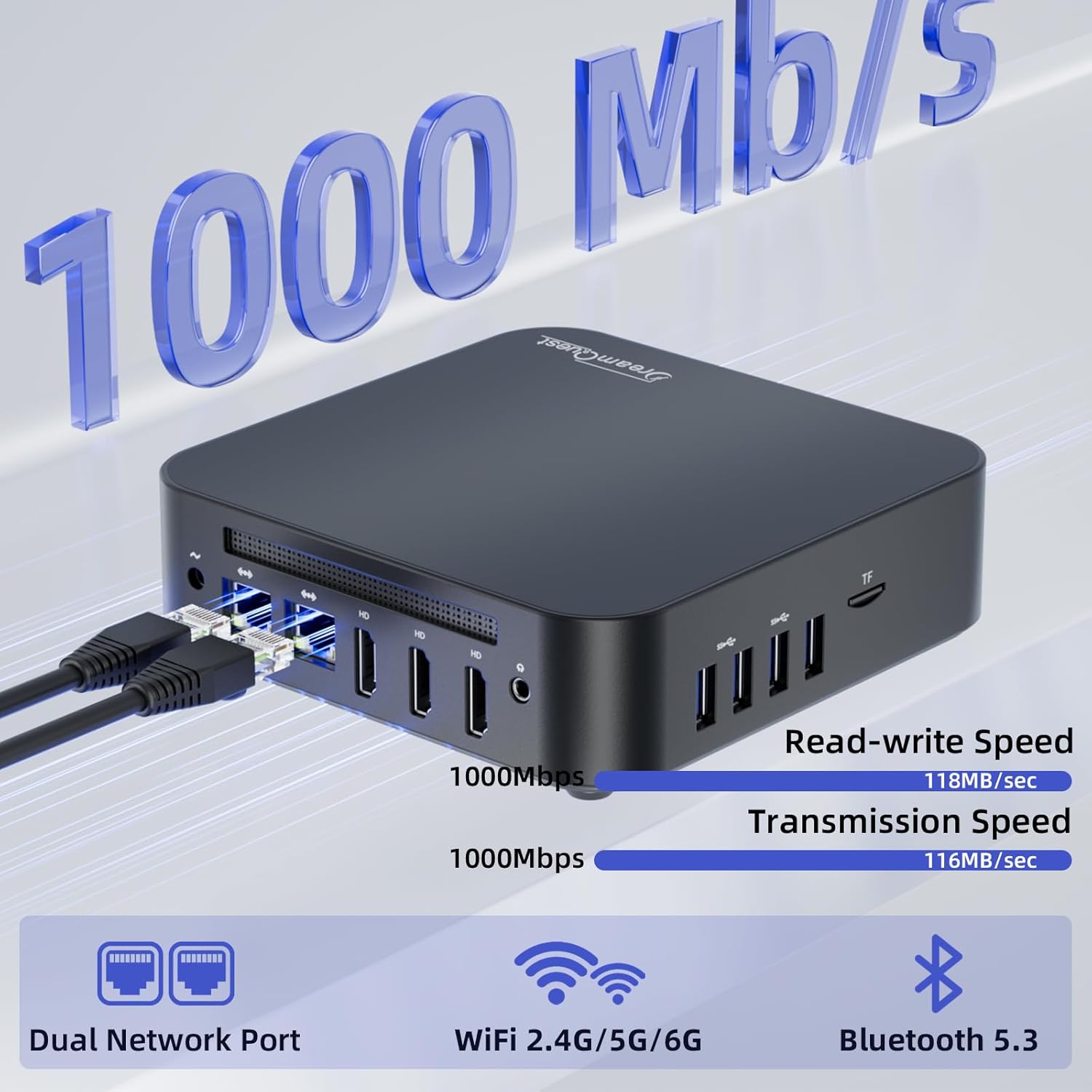 Detalle de DreamQuest Ultra Fast Mini PC with Windows 11 Pro (N95) – Compact Power for Home Office