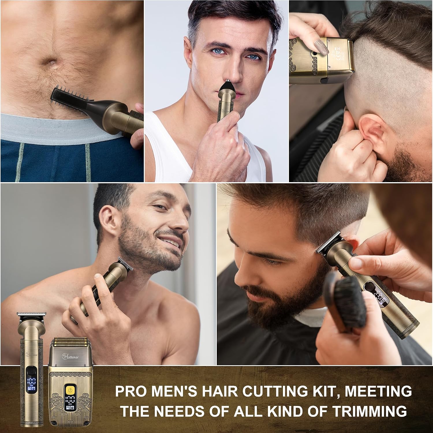 Thumbnail 6 de Hatteker Men's Beard Trimmer Professional Cordless Waterproof Grooming Kit