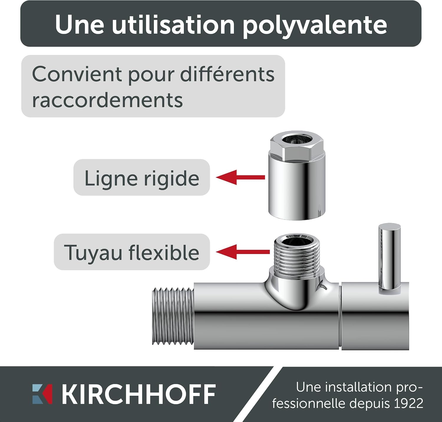 Thumbnail 1 de Kirchhoff Sanitop-Wingenroth 98166110 Valve d'angle universelle avec fermeture rapide – Chromé