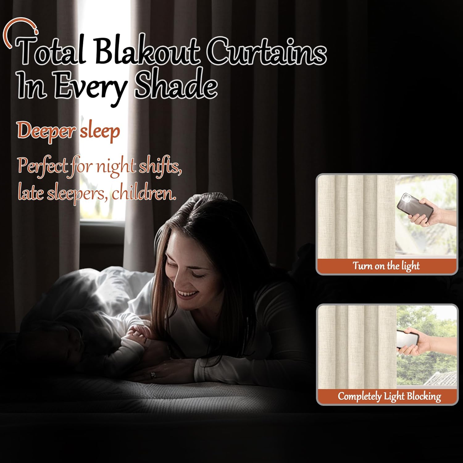 Thumbnail 2 de Lajode Blackout Curtains for Bedroom – Linen Look, 84-Inch, 2 Panels (52" W x 84" L), Natural Cream