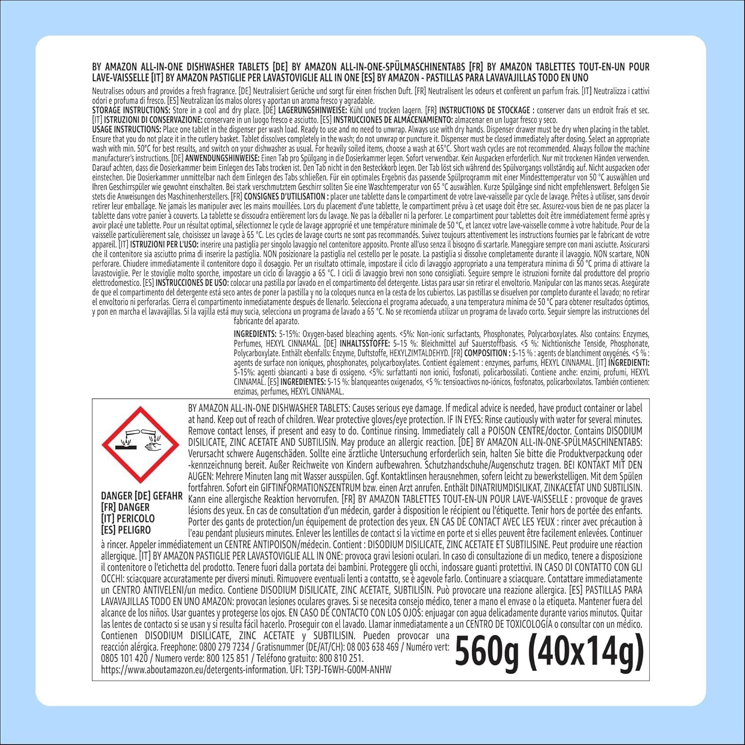 Detalle de Pastiglie per Lavastoviglie All-in-One, 40 capsule – efficienza tutto-in-uno