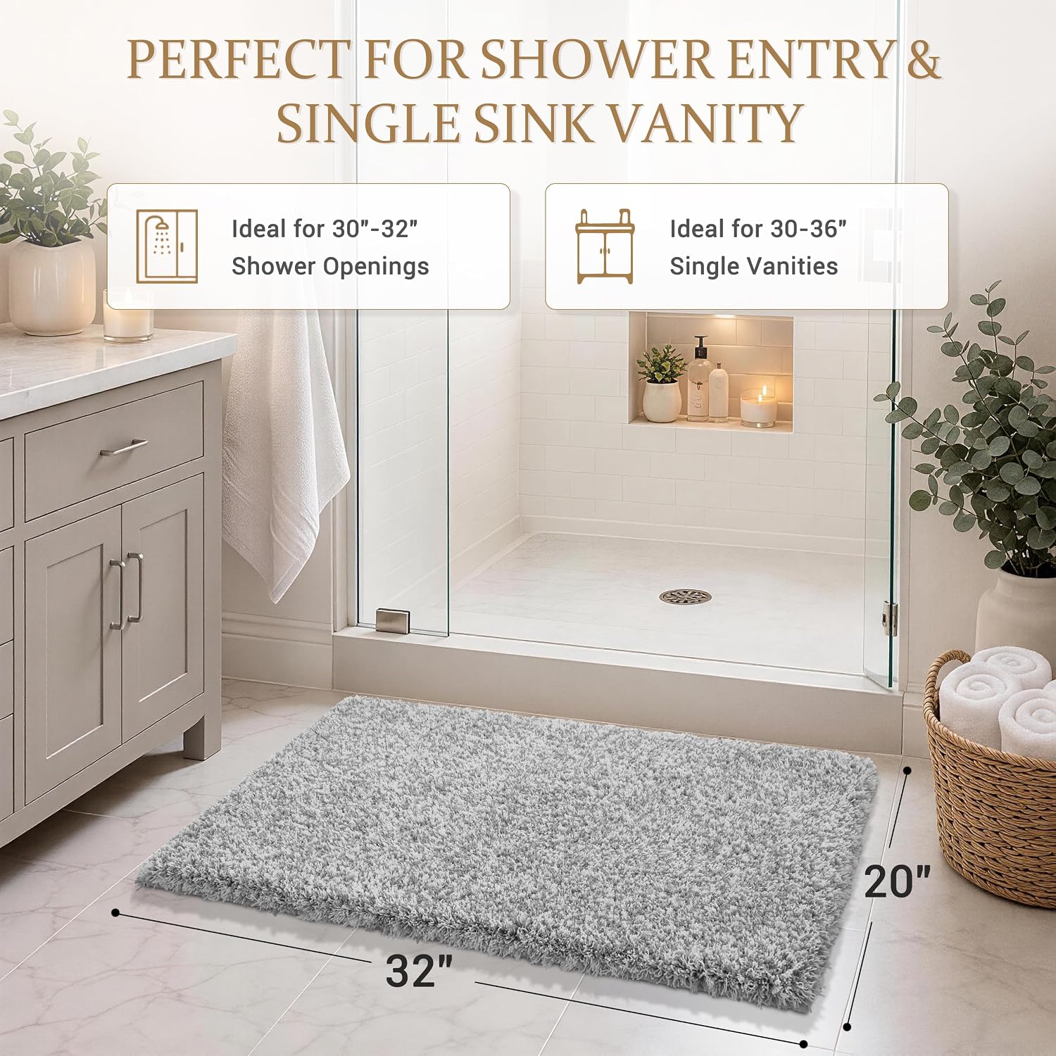 Detalle 2 de Yimobra Bathroom Rugs 32x20 Plush Bath Mat