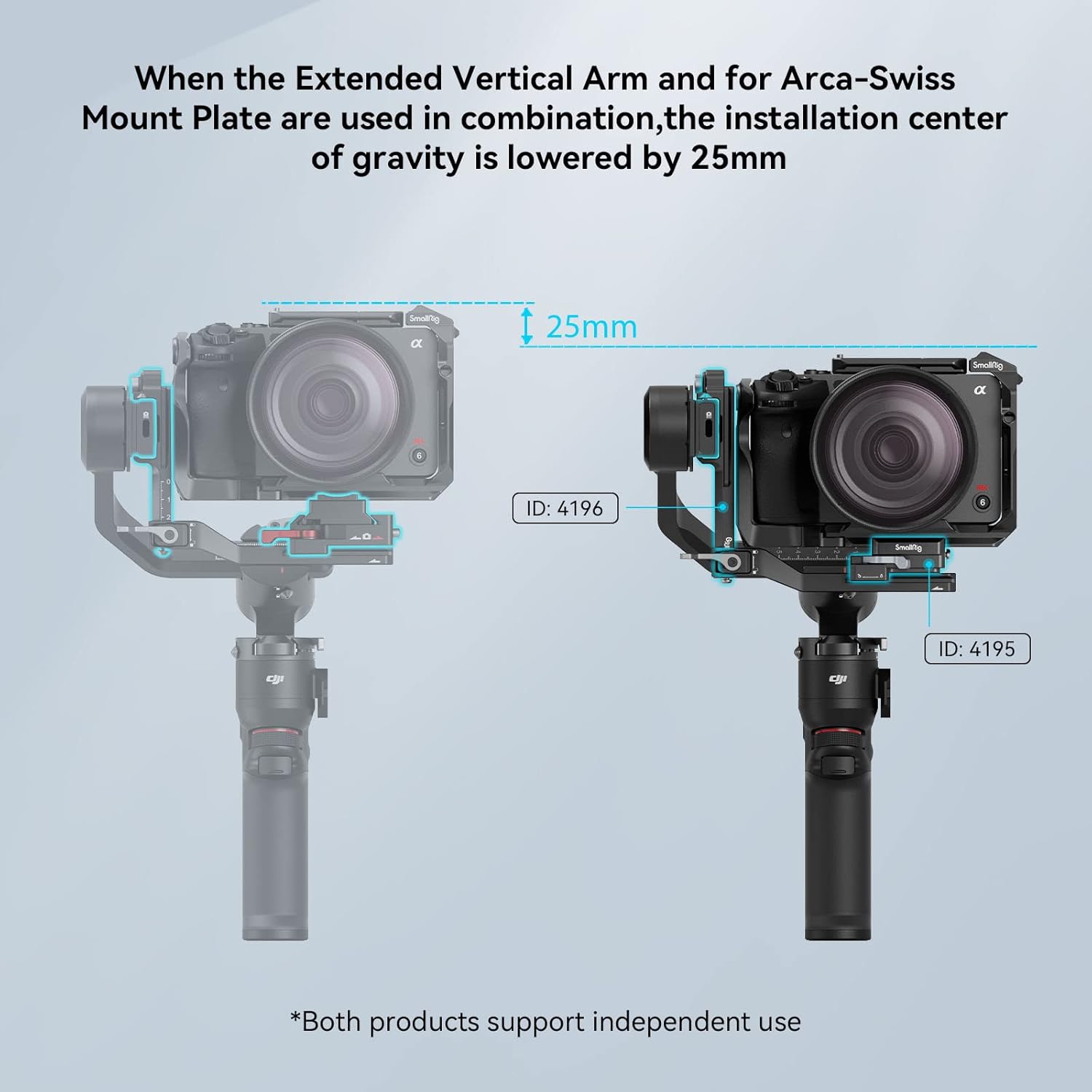 Thumbnail 4 de SmallRig RS 3 Mini Bras Vertical Étendu (4196) – Plaque de Montage d’Extension pour DJI RS 3 Mini