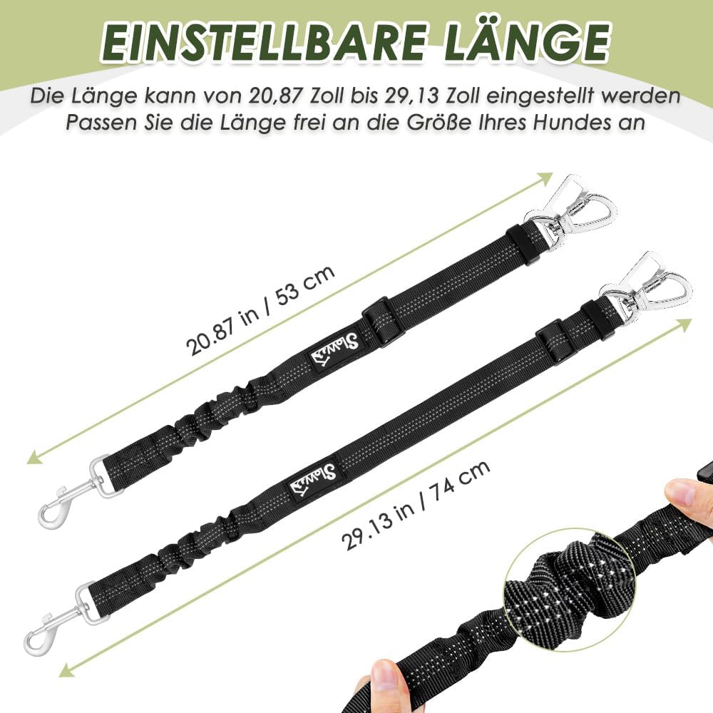 Detalle de Eyein 2 Stück Hundegurt fürs Auto – verstellbarer Sicherheitsgurt mit elastischer Ruckdämpfung, Universalstecker, robusten Befestigungen und Nachtreflexion