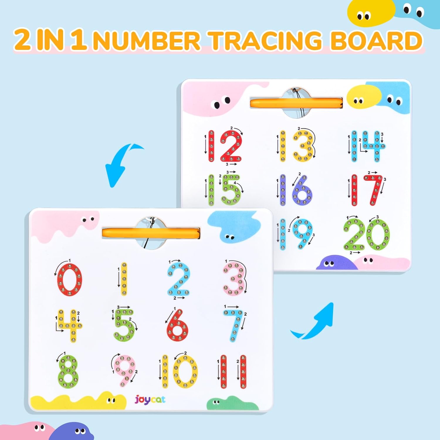 Thumbnail 1 de JoyCat Double-Sided Magnetic Number Tracing Board (1-20): 2-in-1 Learning Tool for Toddlers and Preschoolers