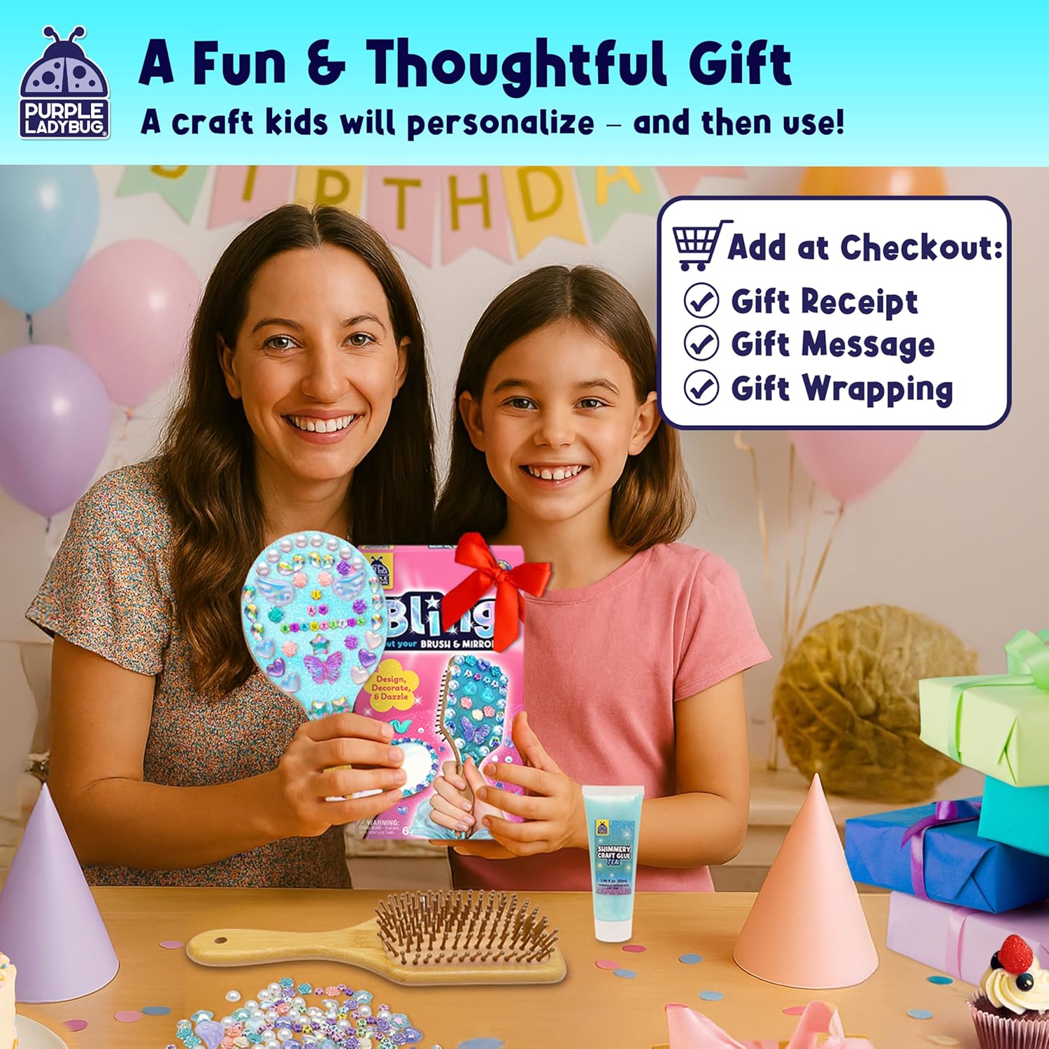 Thumbnail 1 de Decorate Your Own Mirror & Brush Craft Kit for Kids