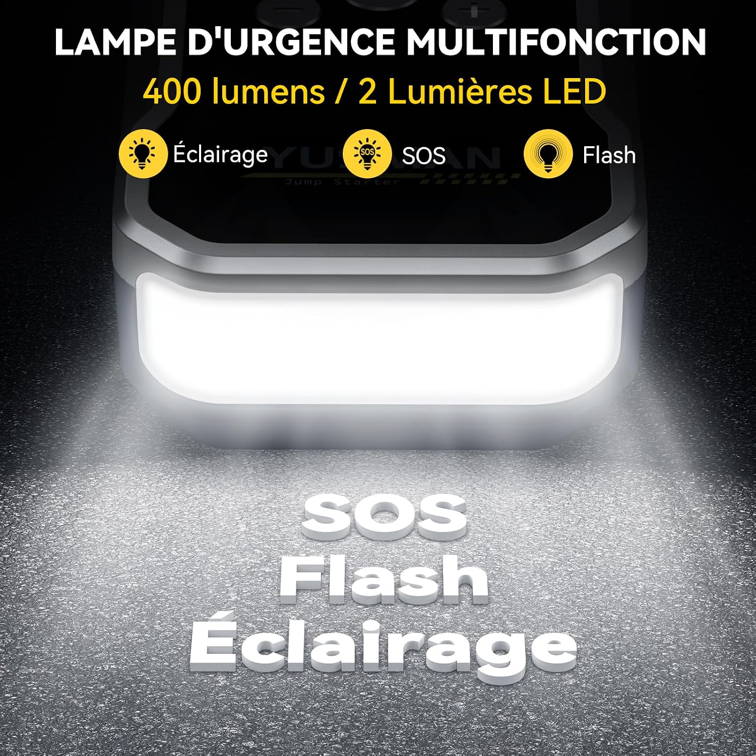 Detalle de YUSMAN Booster Batterie Voiture 6000A avec compresseur 150 PSI (12V) – démarrage portable + power bank 15800 mAh