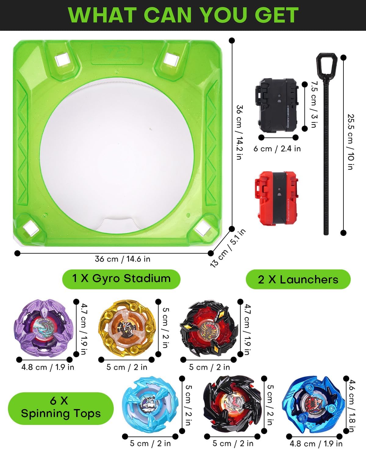 Detalle de DEZAWRTY Grande X Stadium Arena Set - Set da battaglia con 6 trottole, 2 lanciatori e Xtreme con X-Celeration Rail