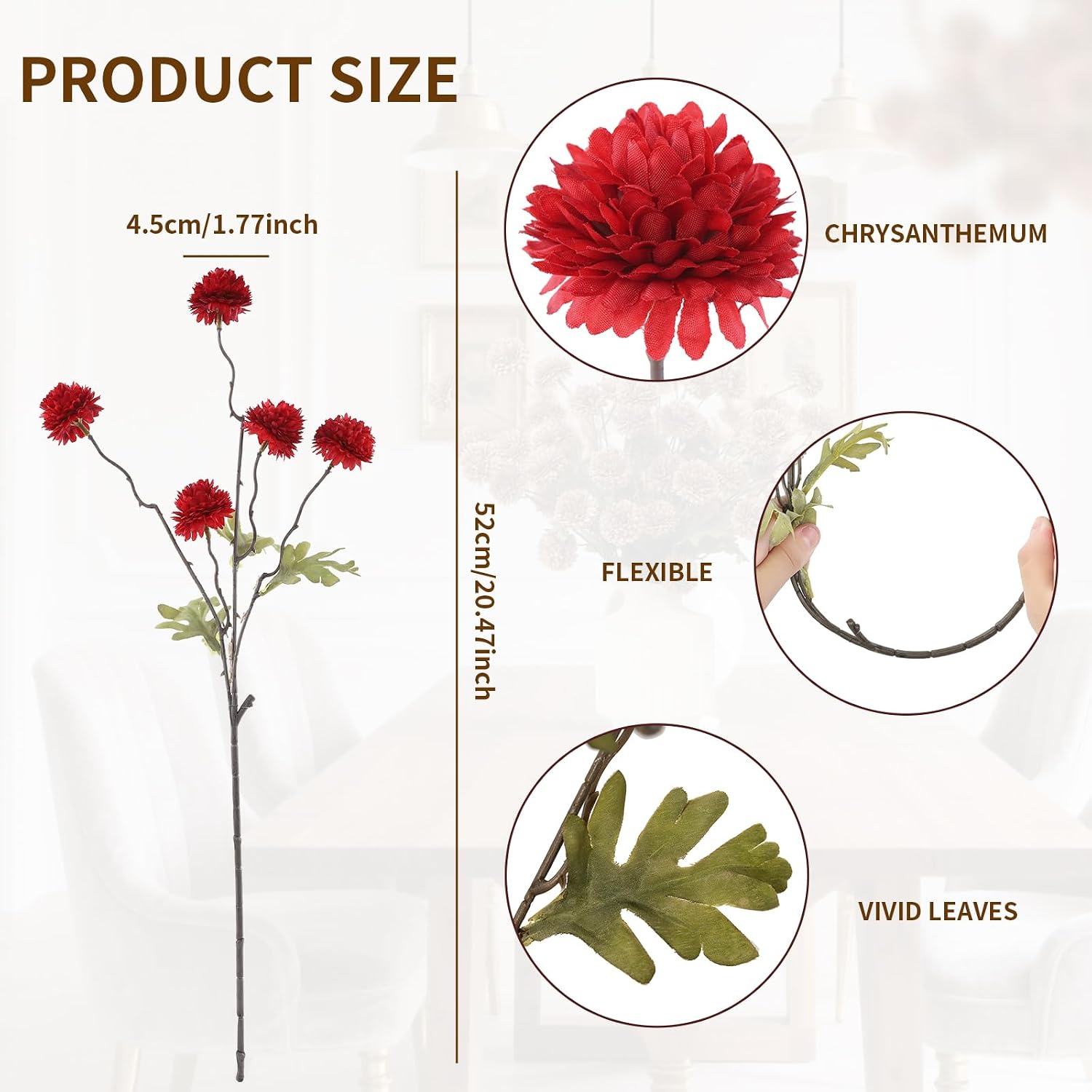 Detalle de DuHouse artificial flowers, 6 stems