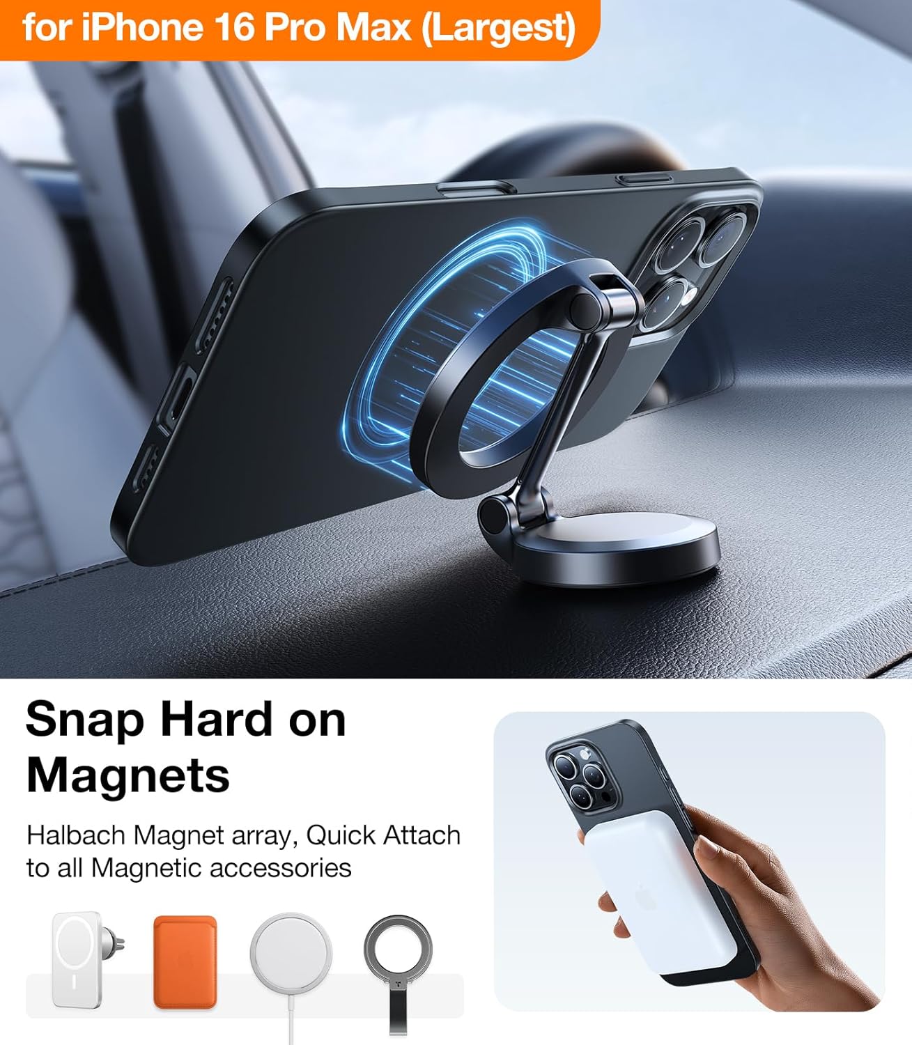 Detalle de TORRAS Magnetic Slim-Fit Case for iPhone 16 Pro Max (6.9") — MagSafe, Ultra-Thin Matte Black