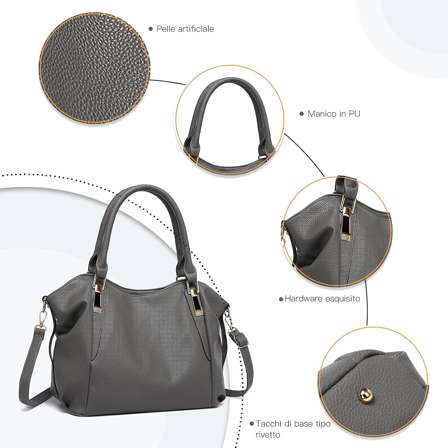 Thumbnail 2 de Miss Lulu Borsa Donna Grande con Tracolla Regolabile: Tote impermeabile in PU per lavoro, scuola e viaggio