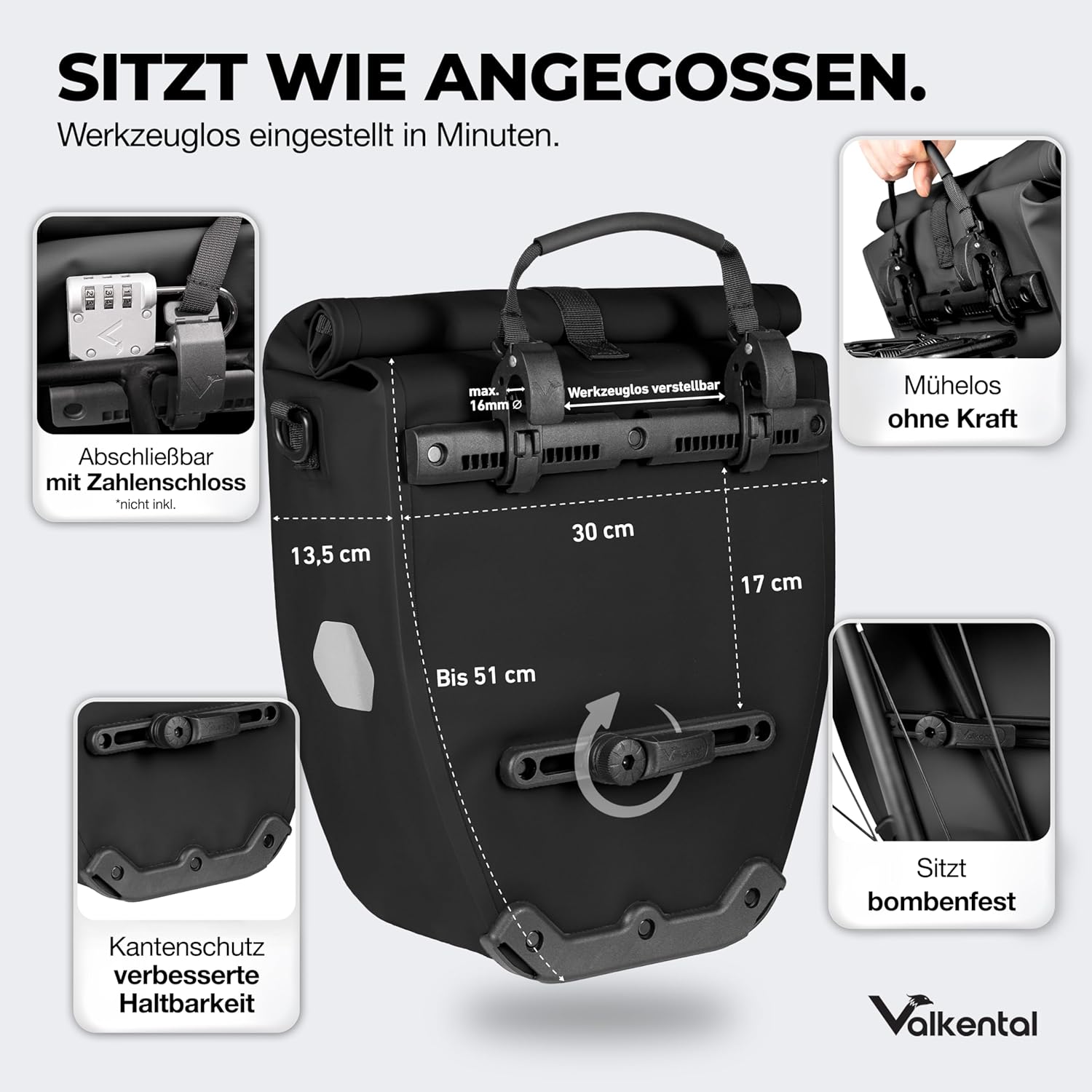 Detalle 2 de Valkental Gepäckträgertasche 18 bis 22 L