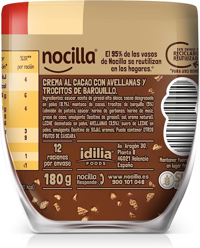 Detalle 2 de Nocilla Crunchy Crema de cacao 12×180 g 🥄
