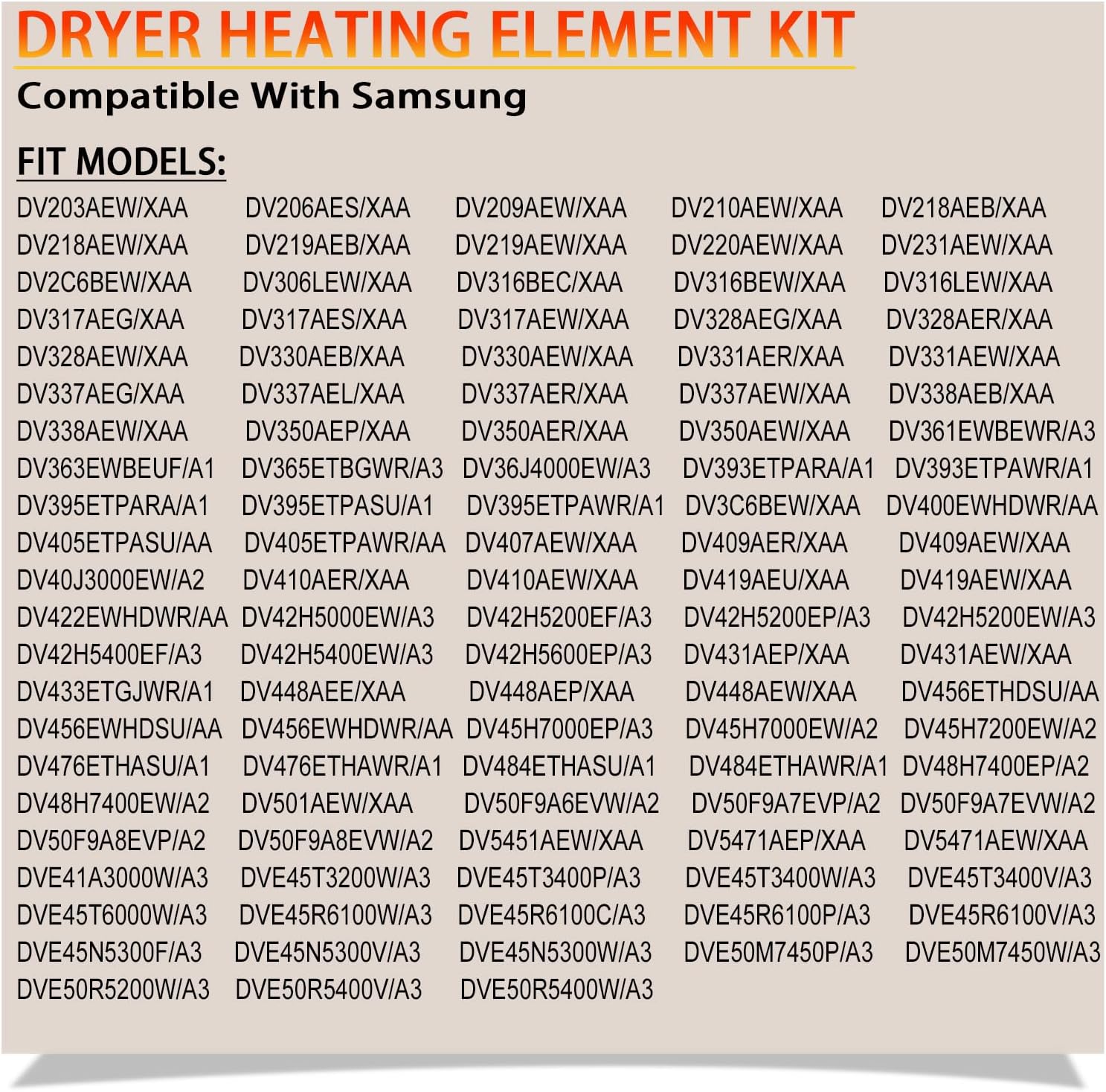 Detalle de Siwdoy DV45H7000EP/A3 DV45H7000EW/A2 Dryer Heating Element Kit, 5300W
