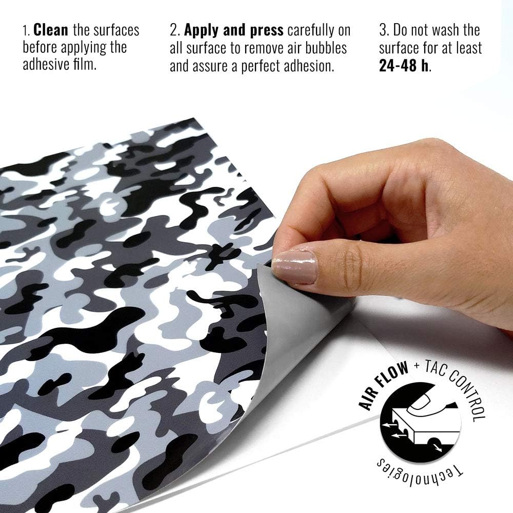 Thumbnail 2 de Foglio Pellicola Adesivo Mimetic Gray per Wrapping 35 x 50 cm