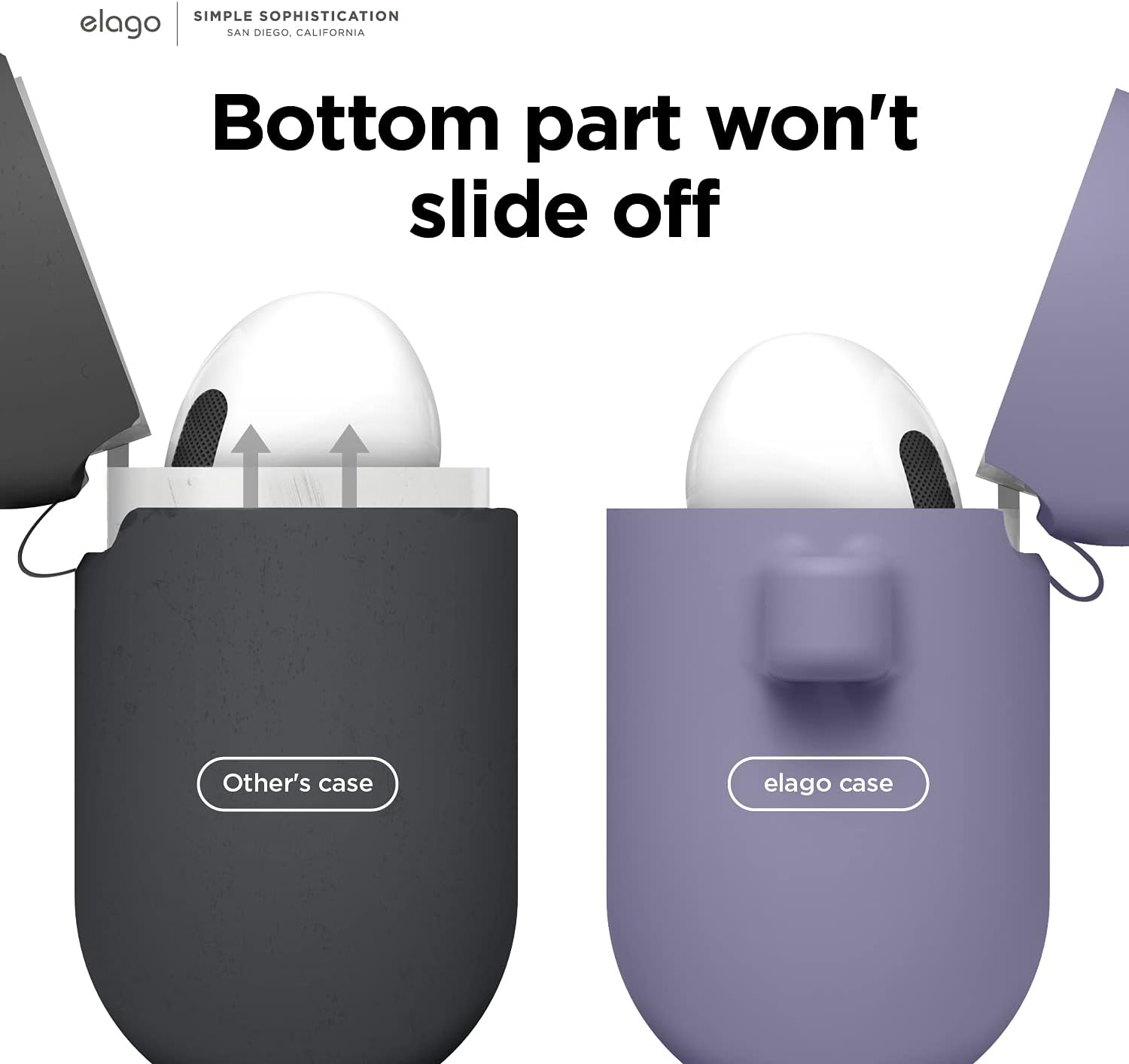 Thumbnail 4 de elago Coque en silicone avec mousqueton compatible AirPods 3 – gris lavande