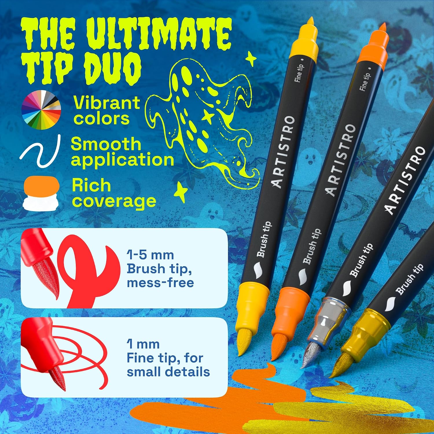 Thumbnail 2 de Artistro ARTISTRO 36 Acrylic Paint Markers (Dual-Tip Brush + Fine) for Fabric, Glass, Wood & DIY