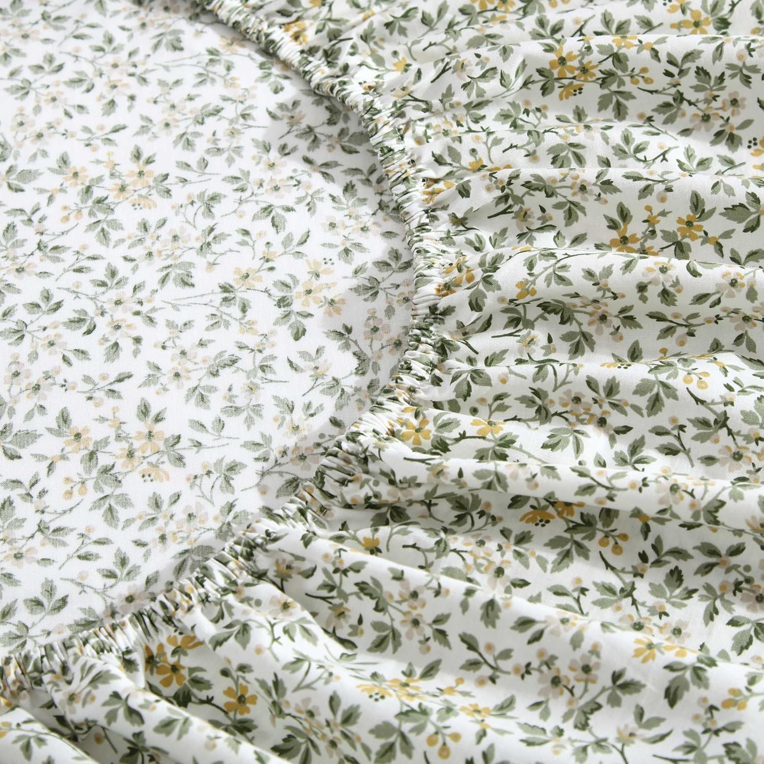 Thumbnail 3 de Laura Ashley Queen Size Sheet Set: Crisp Cotton Percale with Floral-Gingham Details (Tierney Green)