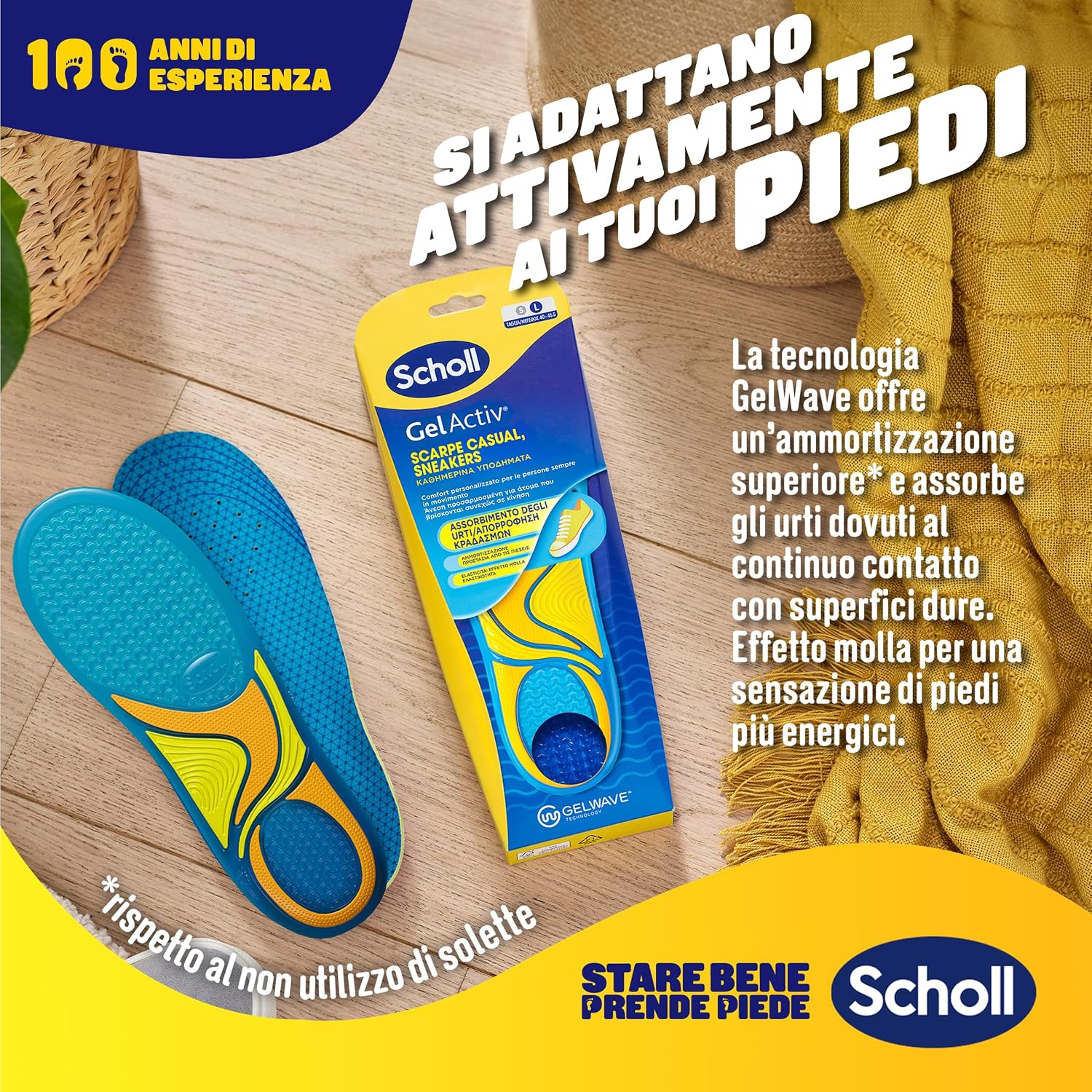 Detalle de Dr. Scholl’s GelActiv Solette in memory foam con tecnologia GelWave per scarpe casual e sneakers (taglie 40–46.5), ritagliabili