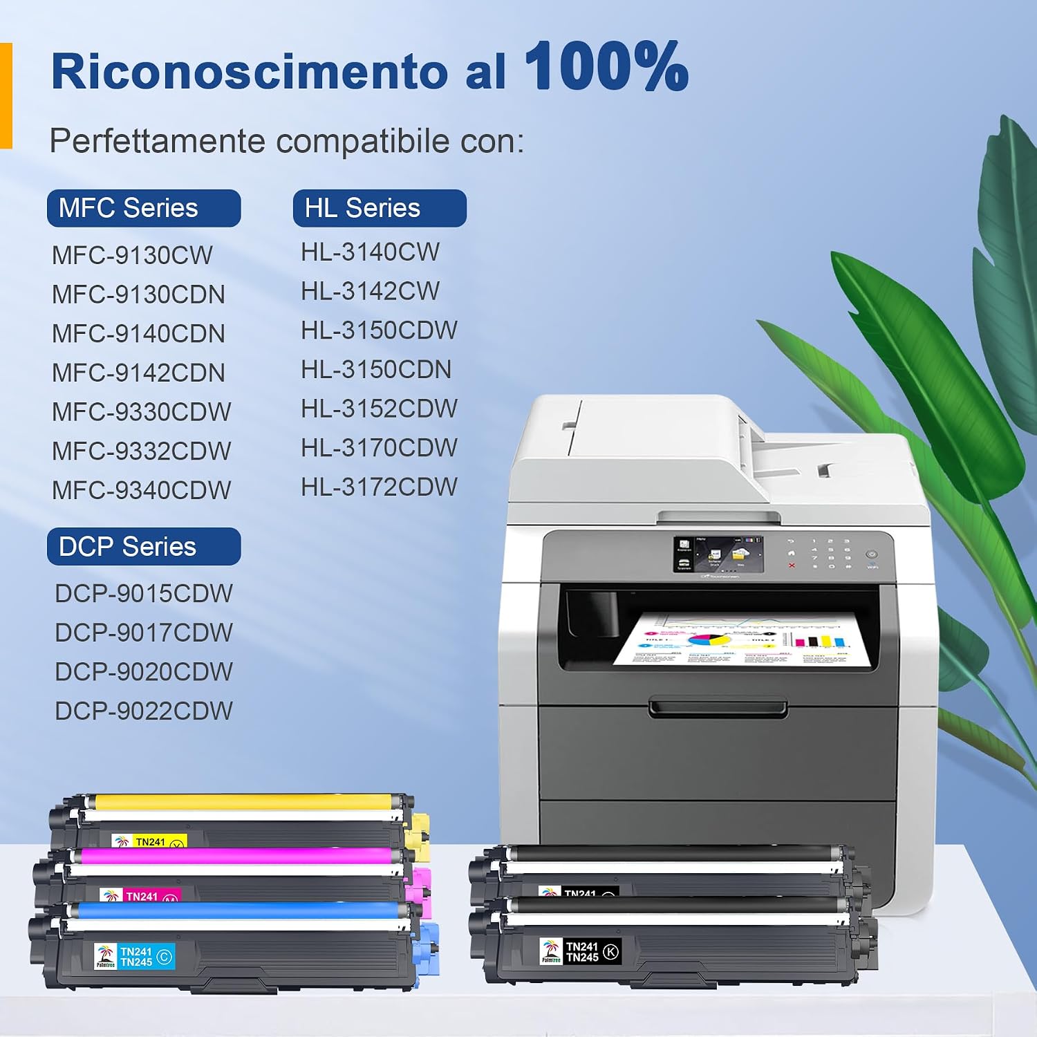 Thumbnail 1 de Palmtree TN241 TN245 Toner Compatibile 5-Pack per Brother MFC DCP HL – Compatibilità Estesa e Prestazioni Solide