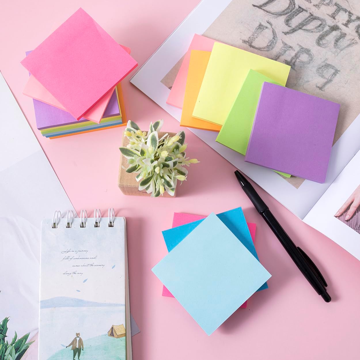 Thumbnail 6 de Wowivy 16 Pack Sticky Notes 3x3 in – Bright Colour Assortment, 880 Sheets Total