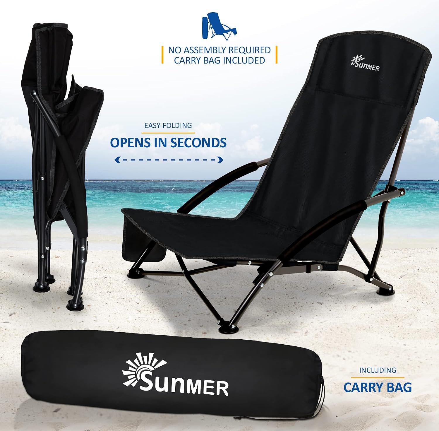 Thumbnail 4 de SUNMER Set of 2 Folding Beach Chairs – Practical, Lightweight and sturdy outdoor seats