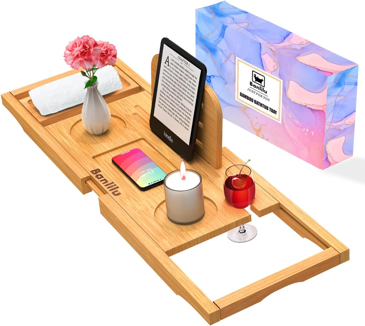 Thumbnail 6 de Premium Bamboo Bathtub Tray 27.5–35.4 in