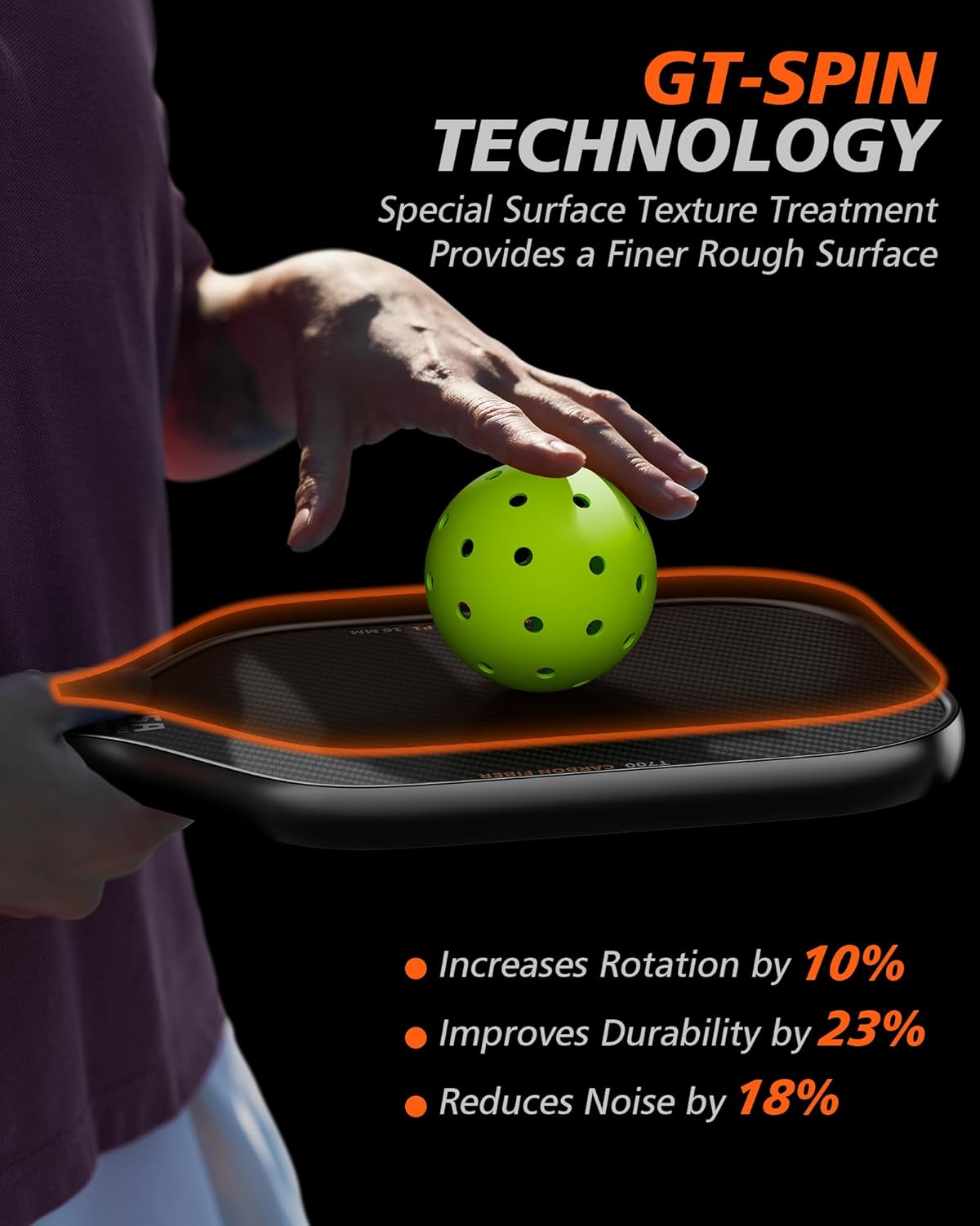 Thumbnail 3 de GOTWAH P1 Raquette pickleball carbone 3K T700