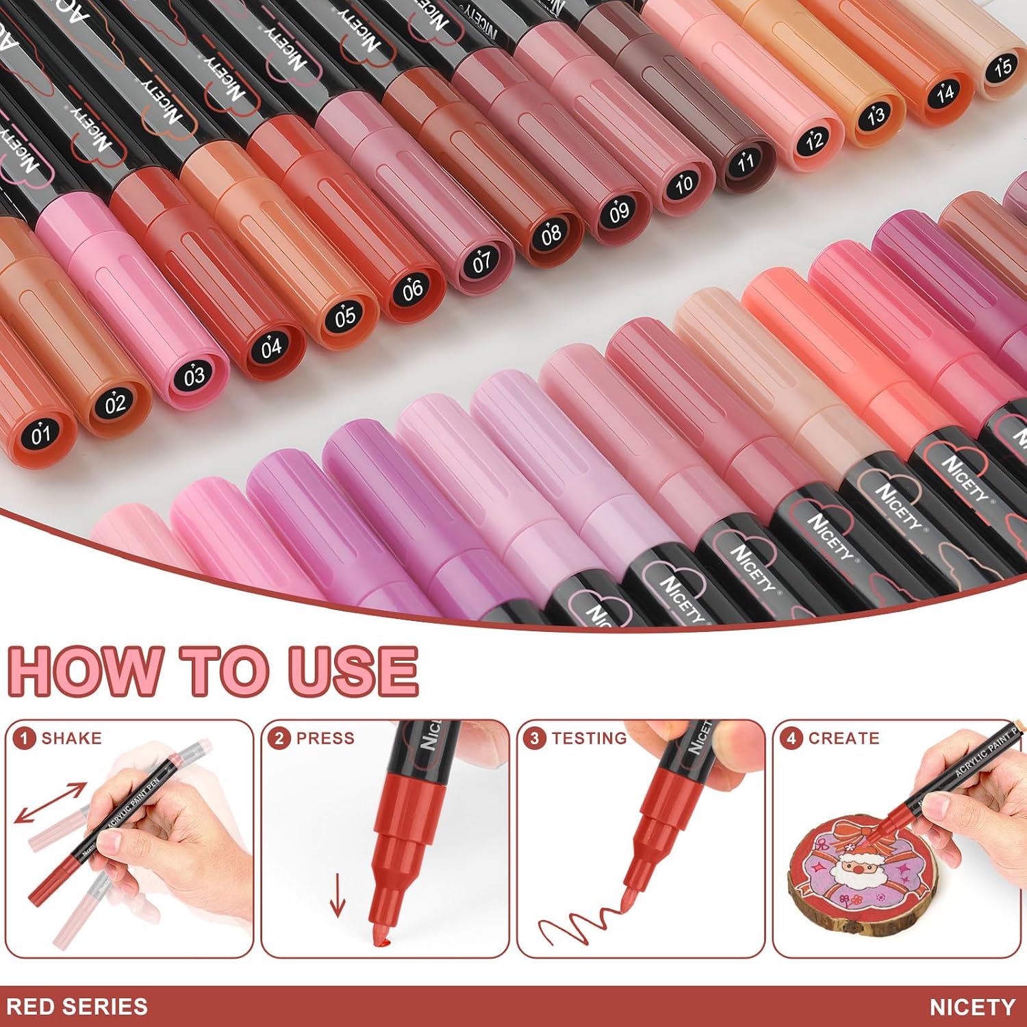 Thumbnail 2 de NICETY 30Pcs Acrylic Paint Pens Red