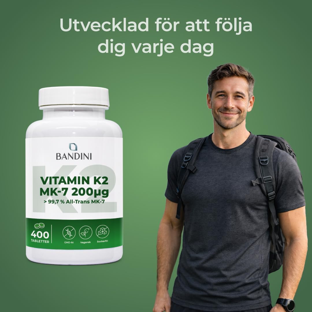 Detalle de BANDINI Vitamin K2 MK7 – 200 µg, 400 veganska tabletter